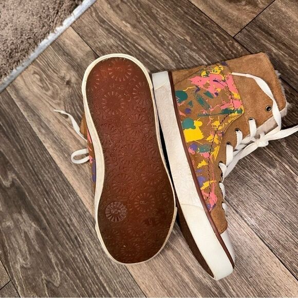 UGG Australia Paint Splatter Brown Suede High Tops sz 8 - Picture 8 of 8